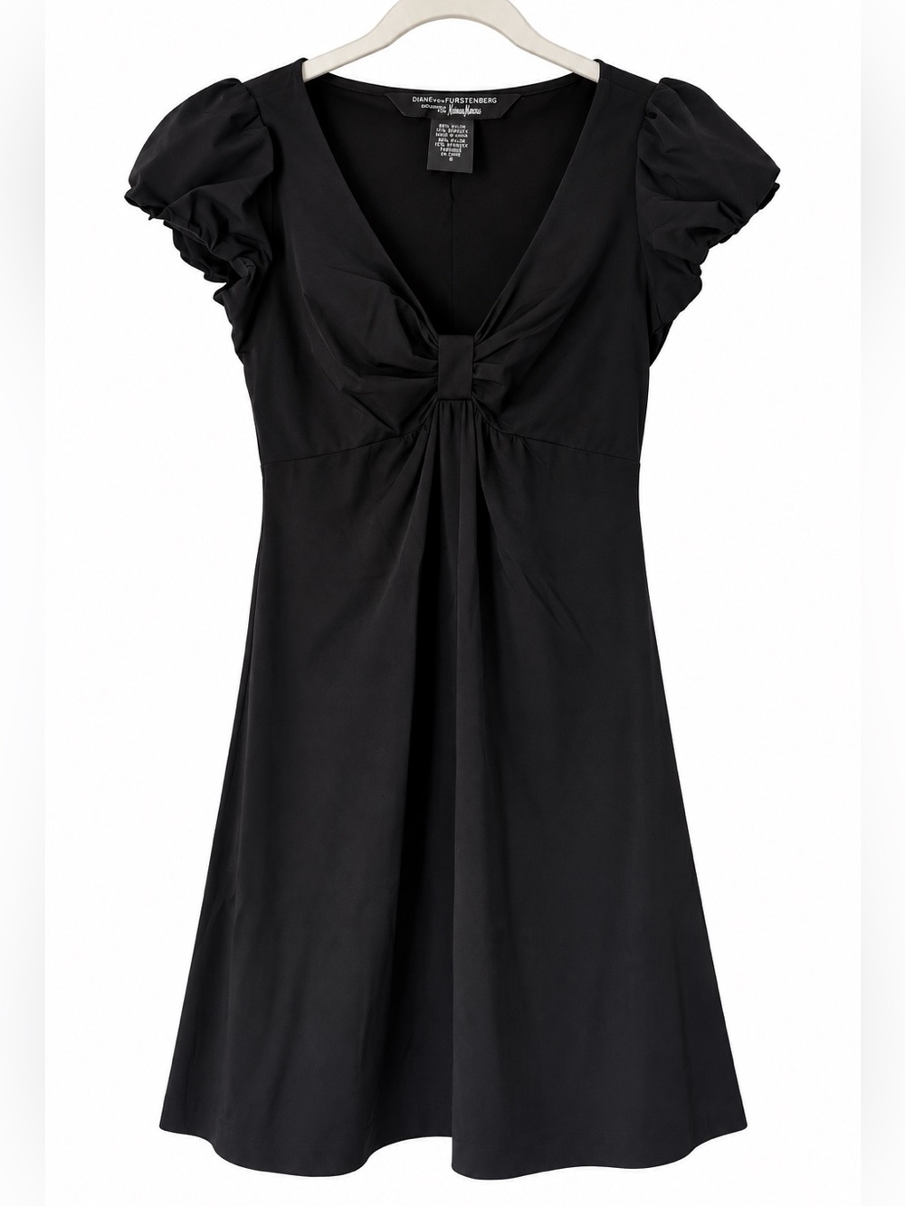 Diane von Furstenberg x Neiman Marcus Black V-Neck Dress Size 8